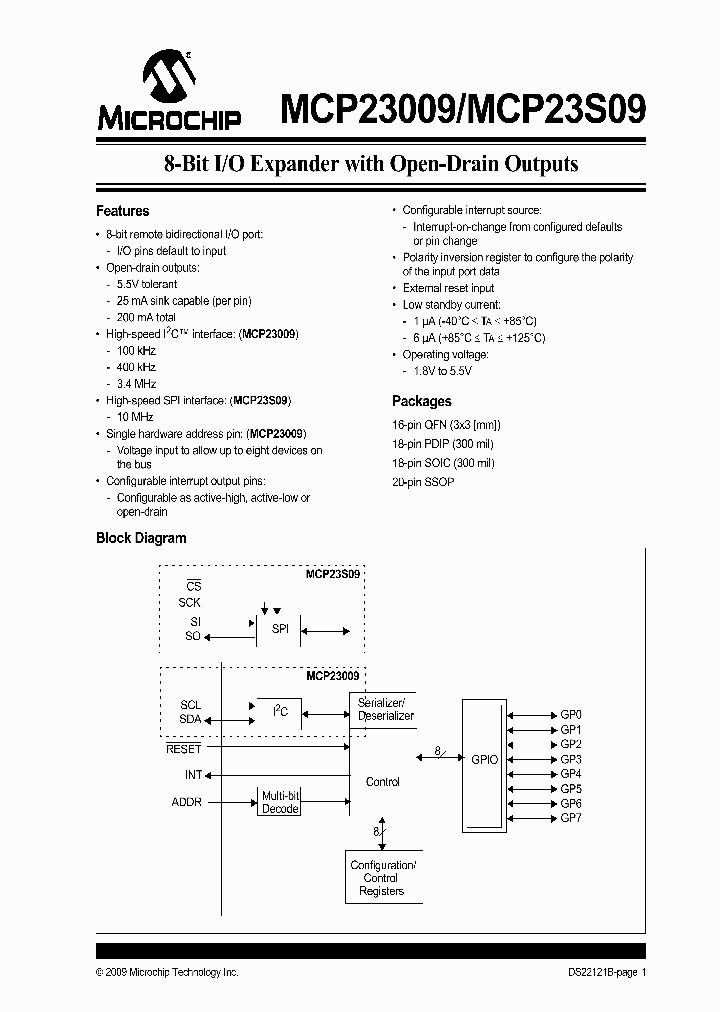 MCP23009_4501255.PDF Datasheet