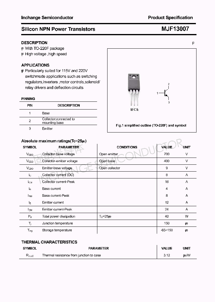 MJF13007_4381828.PDF Datasheet