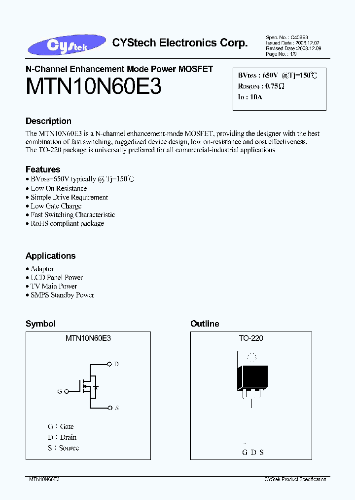 MTN10N60E3_4648218.PDF Datasheet