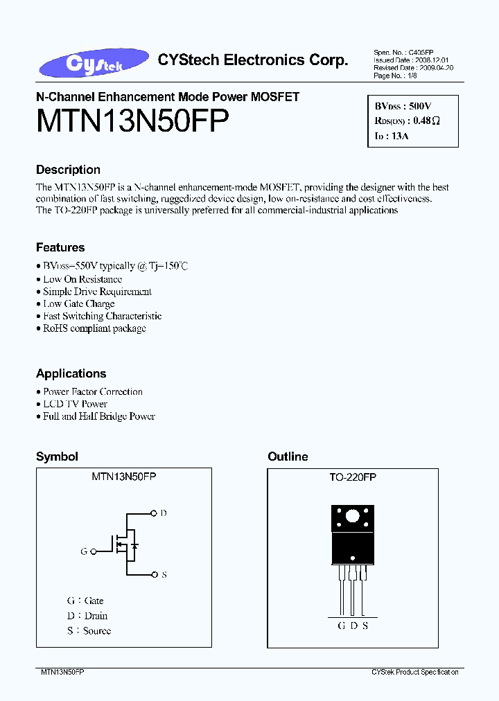 MTN13N50FP_4694456.PDF Datasheet