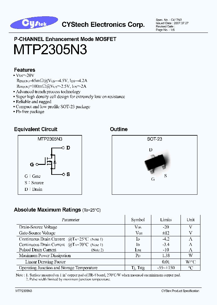 MTP2305N3_4871279.PDF Datasheet