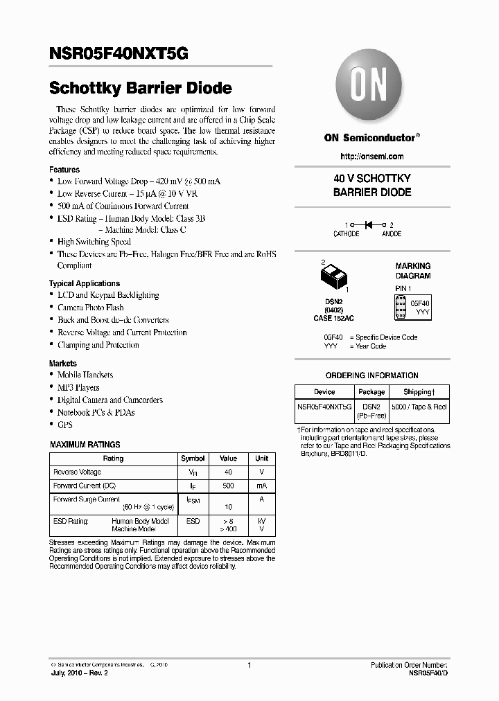 NSR05F40NXT5G_4710730.PDF Datasheet