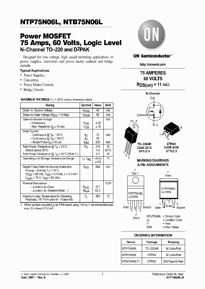 NTB75N06L_4207983.PDF Datasheet