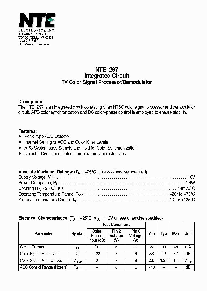 NTE1297_4306124.PDF Datasheet