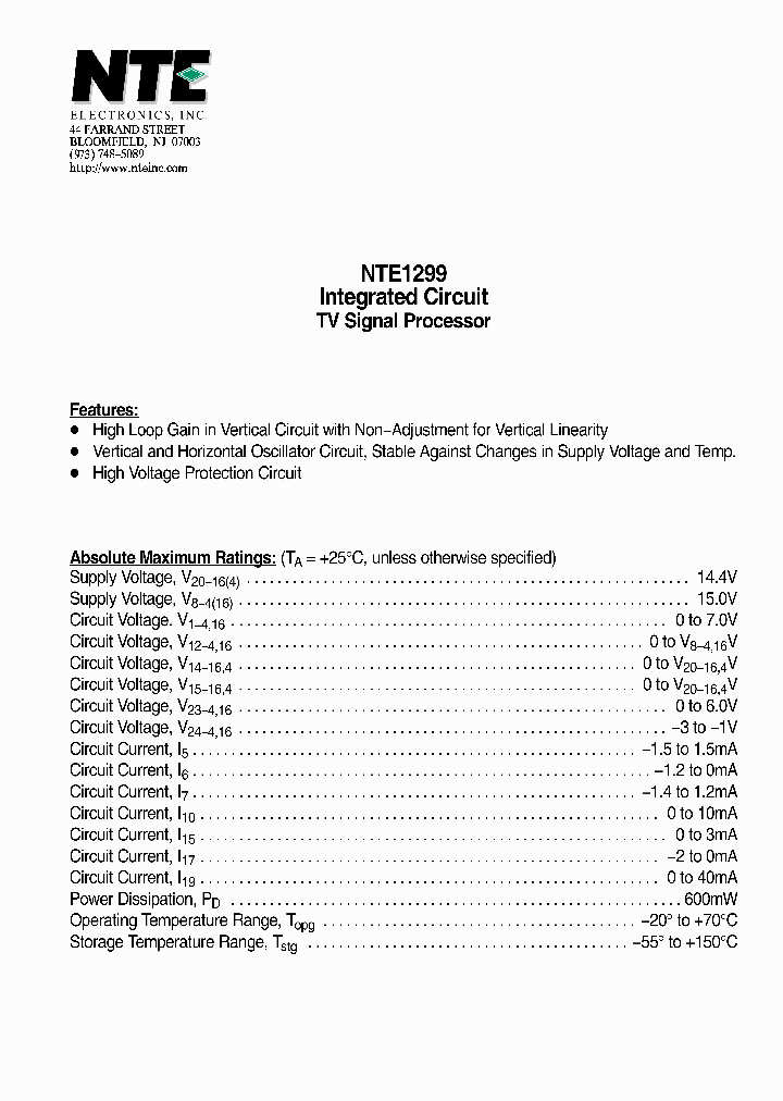 NTE1299_4306125.PDF Datasheet