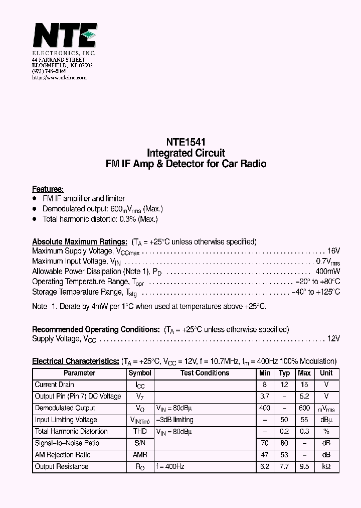 NTE1541_4332675.PDF Datasheet