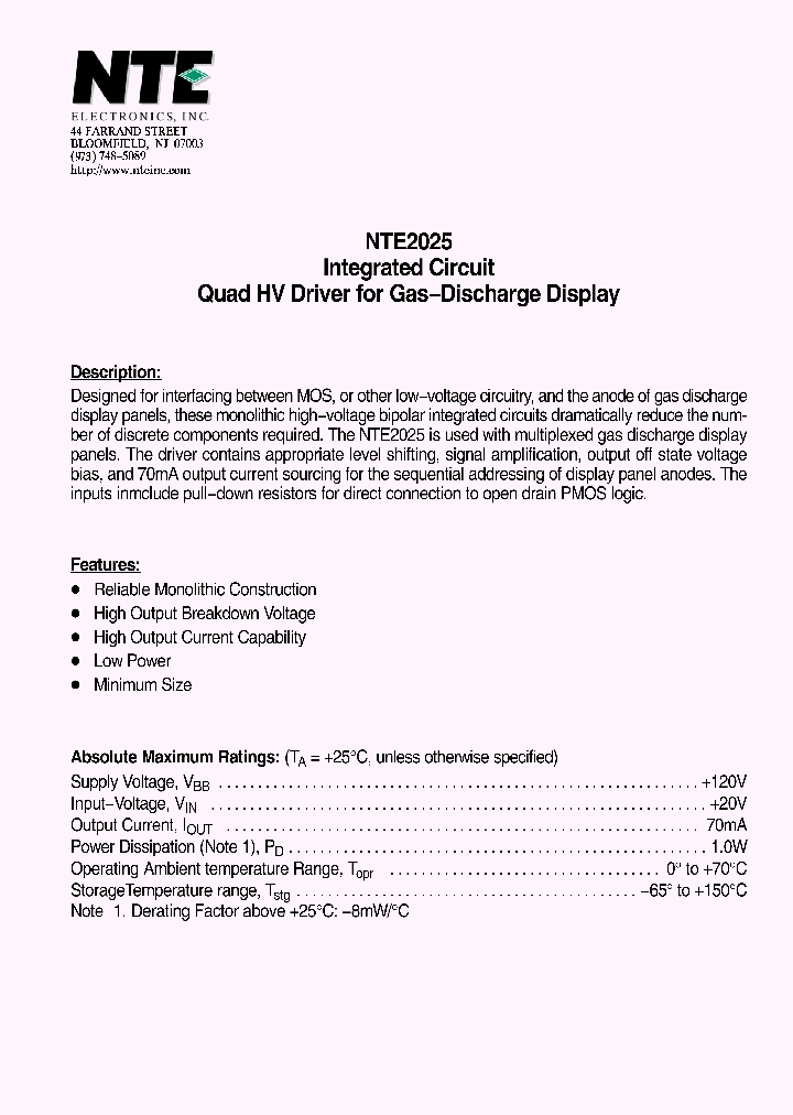 NTE2025_4779819.PDF Datasheet
