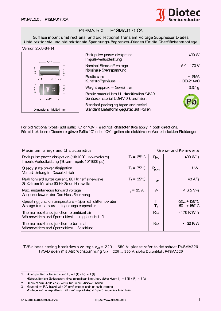 P4SMAJ50_4168807.PDF Datasheet