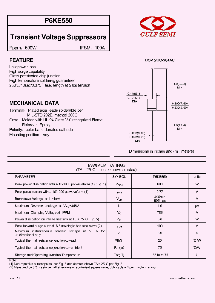 P6KE550_4619655.PDF Datasheet