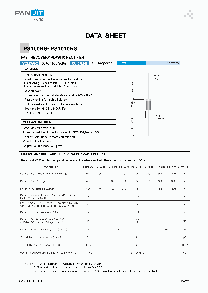 PS1010RS_4626543.PDF Datasheet