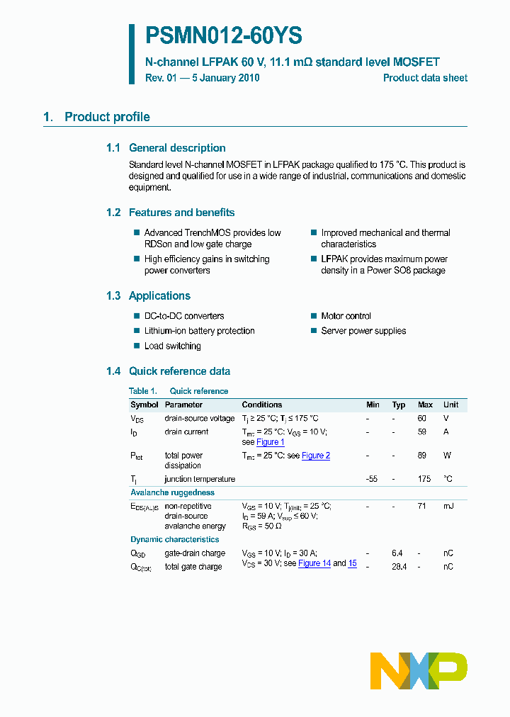 PSMN012-60YS_4656411.PDF Datasheet