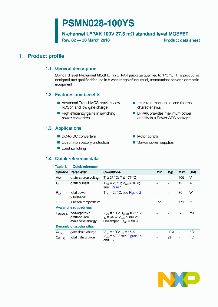 PSMN028-100YS_4566063.PDF Datasheet