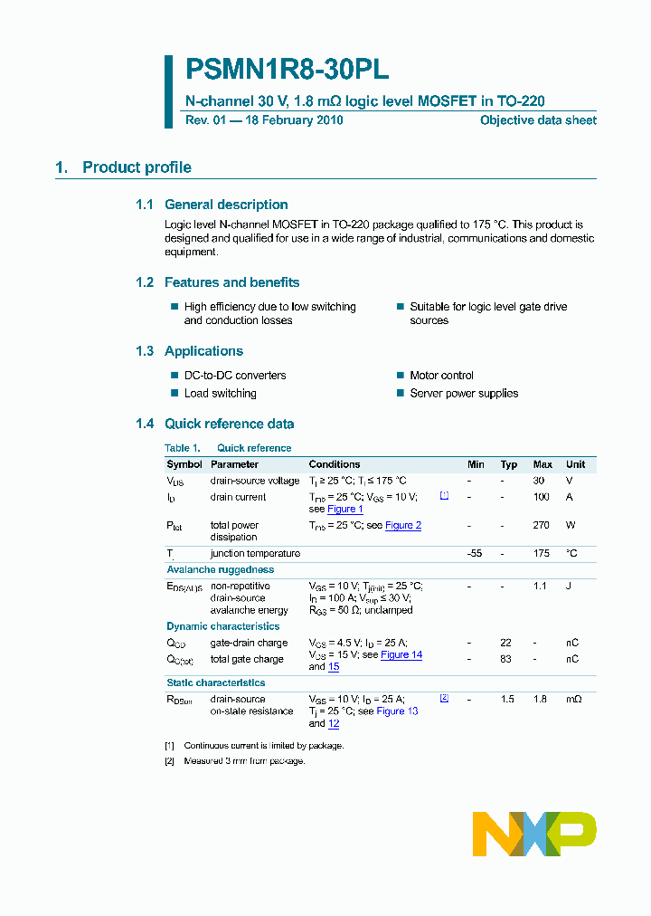 PSMN1R8-30PL_4681700.PDF Datasheet