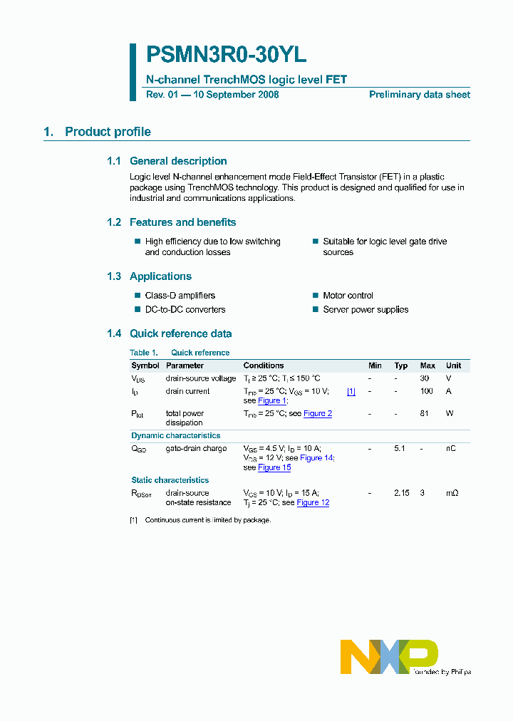 PSMN3R0-30YL_4290326.PDF Datasheet