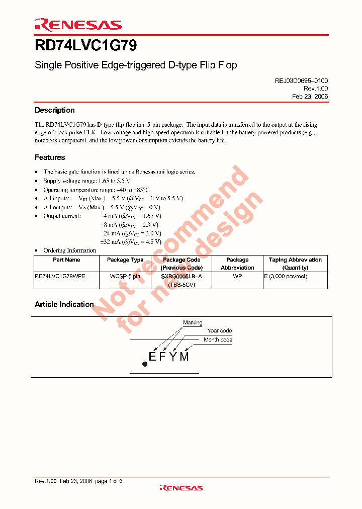 RD74LVC1G79WPE_4407610.PDF Datasheet