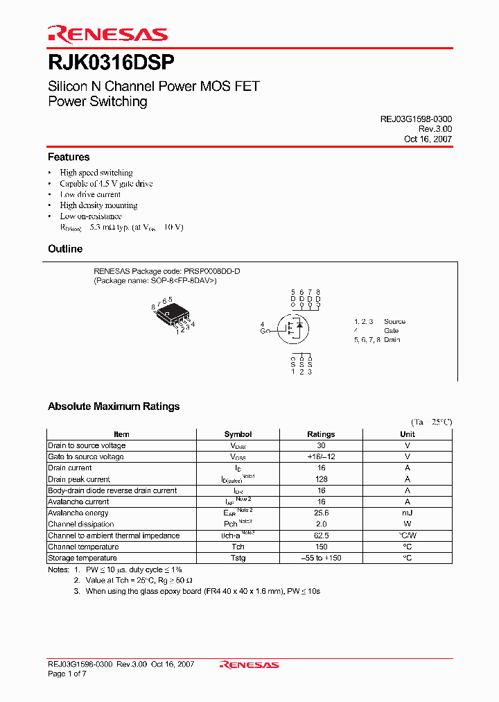 RJK0316DSP_4240958.PDF Datasheet