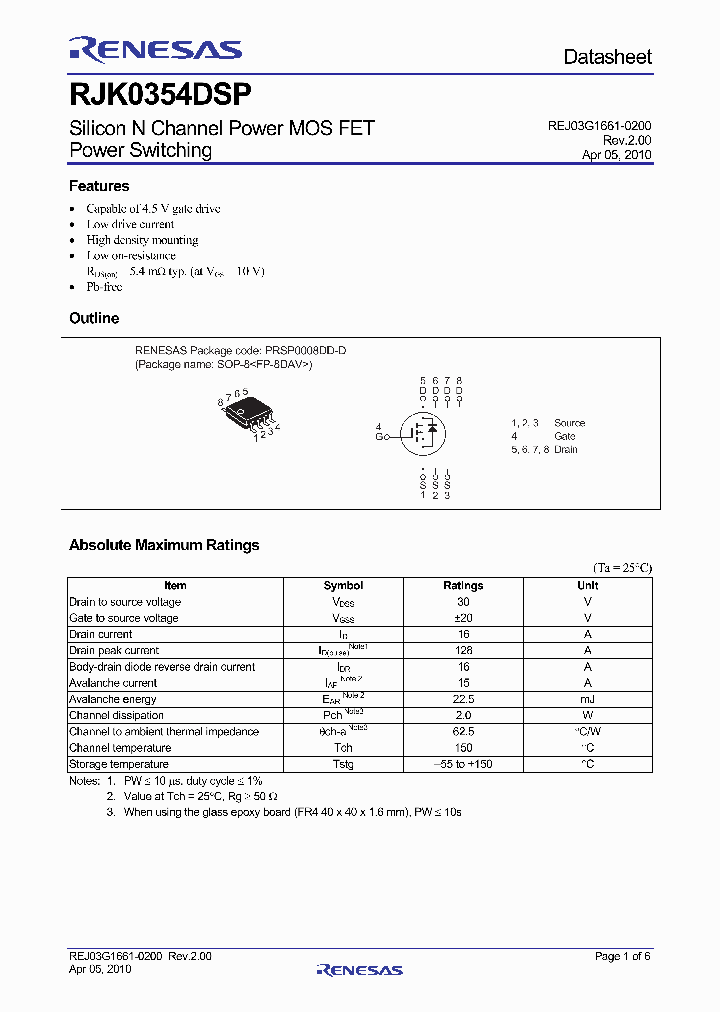 RJK0354DSP10_4681637.PDF Datasheet