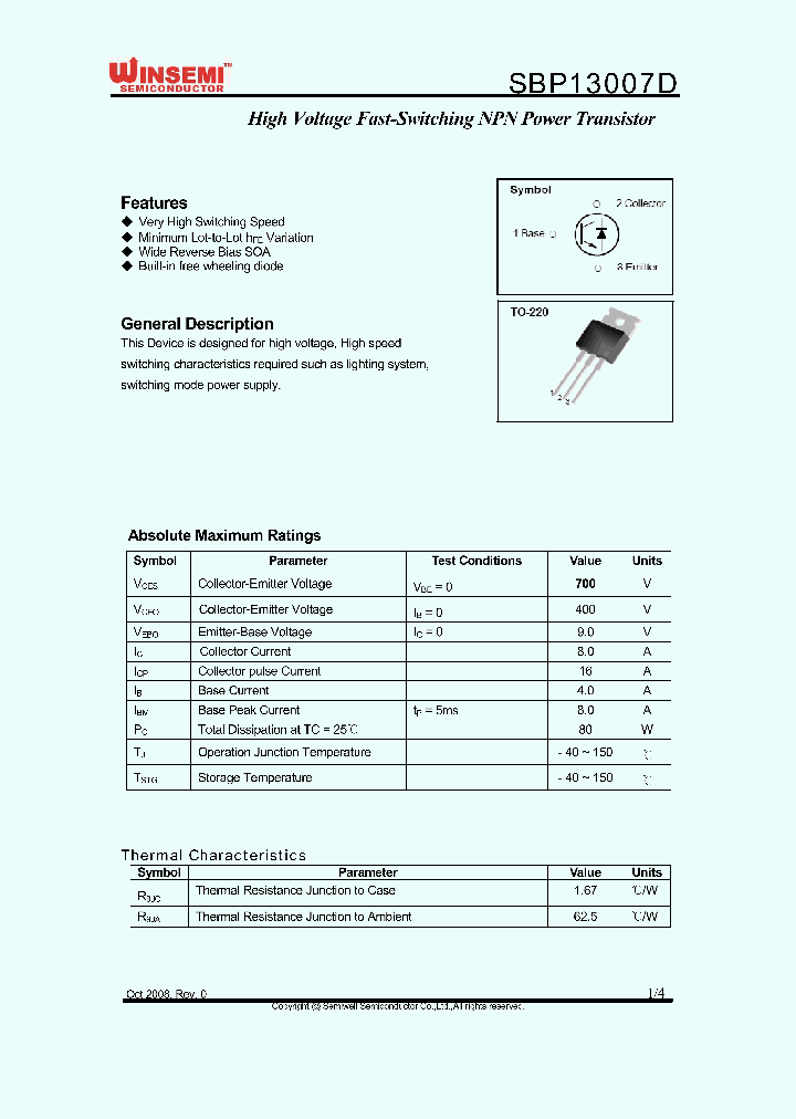 SBP13007D_4888267.PDF Datasheet