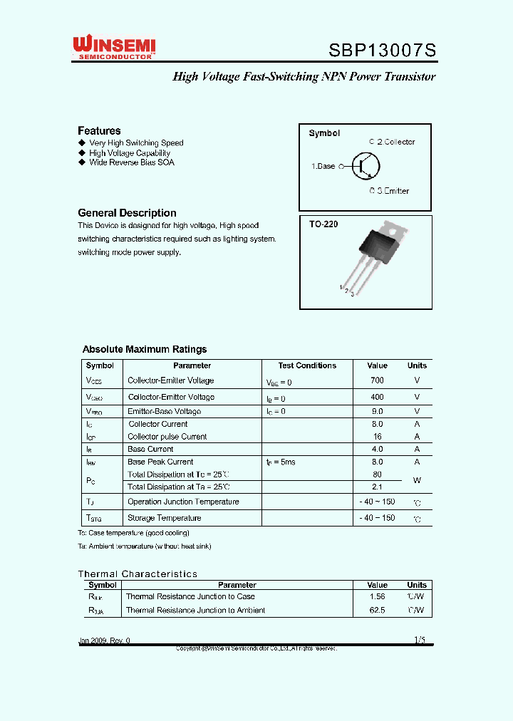 SBP13007S_4893303.PDF Datasheet