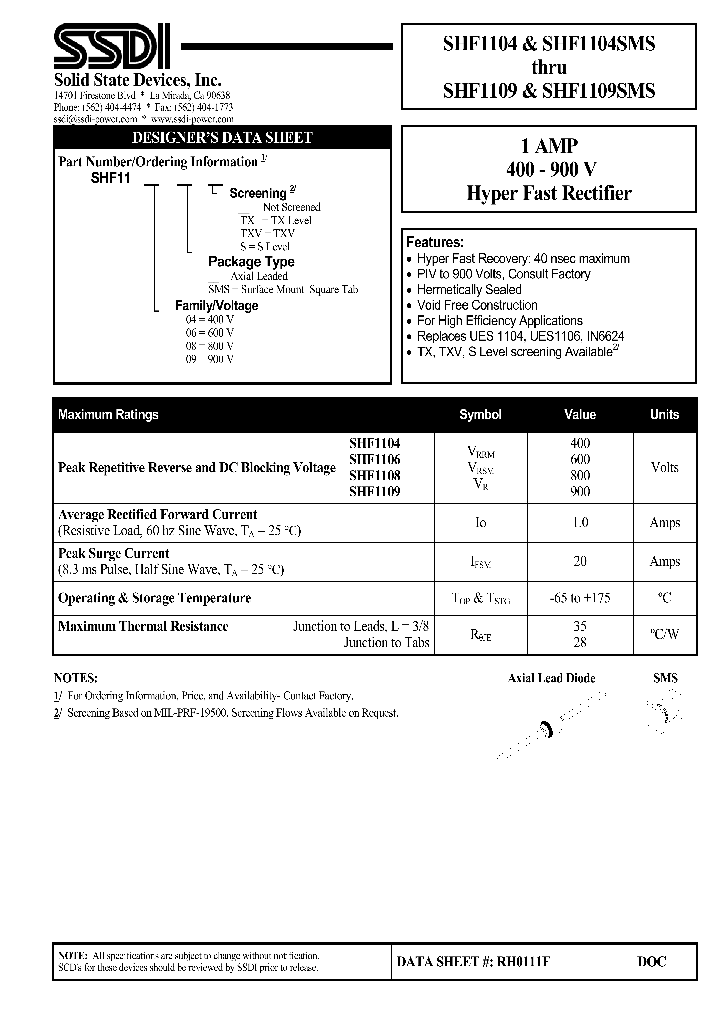 SHF1106SMS_4365699.PDF Datasheet