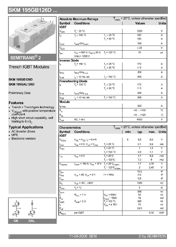 SKM195GAL126D_4280366.PDF Datasheet