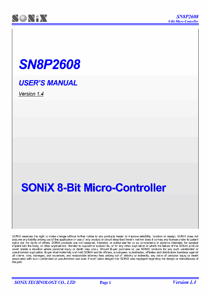SN8P2608_4471060.PDF Datasheet