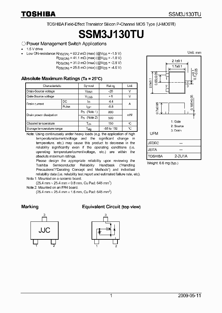 SSM3J130TU_4606525.PDF Datasheet