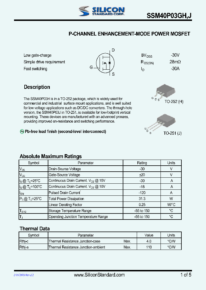 SSM40P03GH_4696229.PDF Datasheet