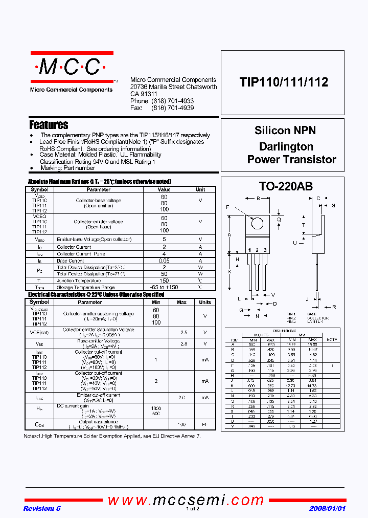 TIP110-BP_4850134.PDF Datasheet