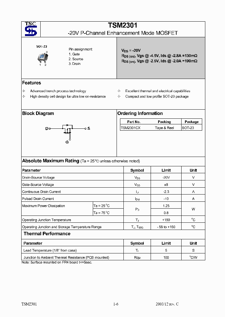 TSM2301CX_4231033.PDF Datasheet