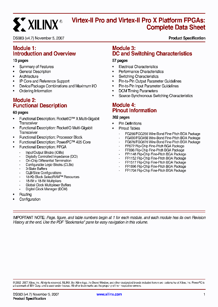 XC2VP40-5FF1152C_4608558.PDF Datasheet