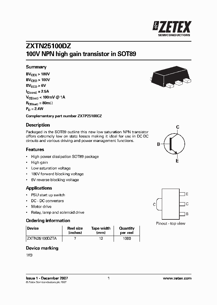 ZXTN25100DZTA_4256130.PDF Datasheet