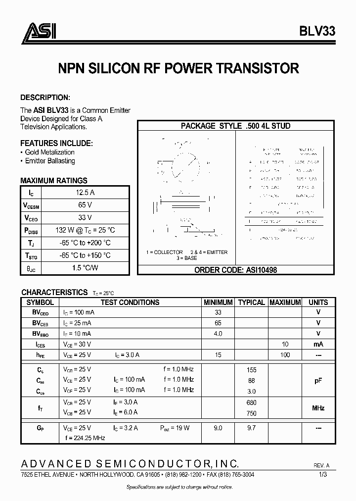 BLV33_976327.PDF Datasheet