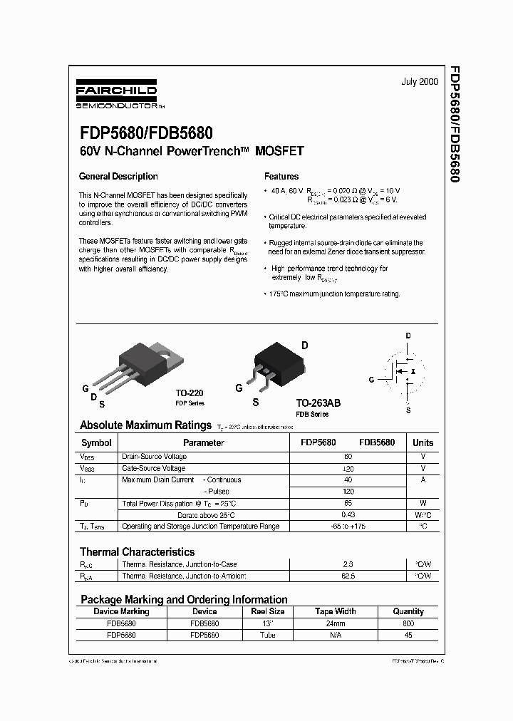 FDB5680_984006.PDF Datasheet