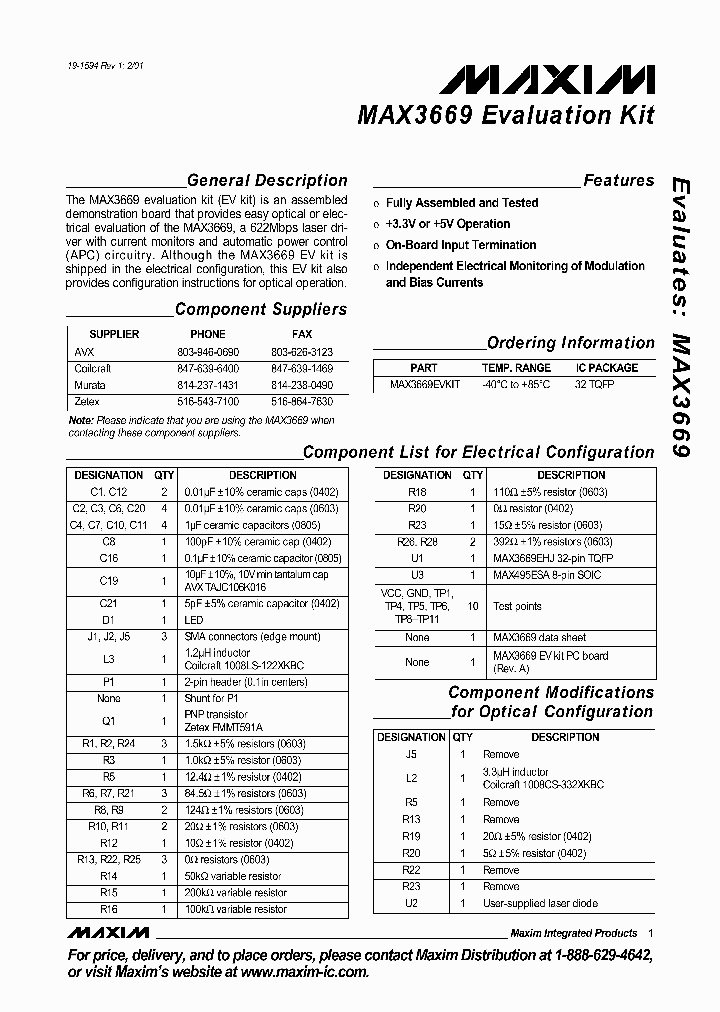 MAX3669EVKIT_990320.PDF Datasheet