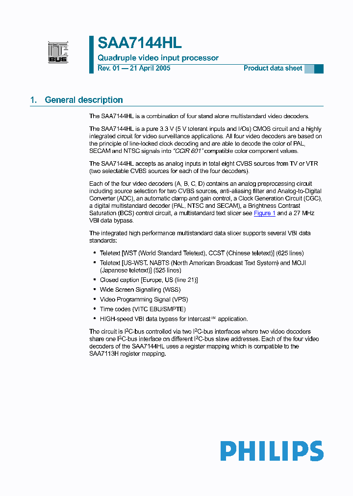 SAA7142HL_999421.PDF Datasheet