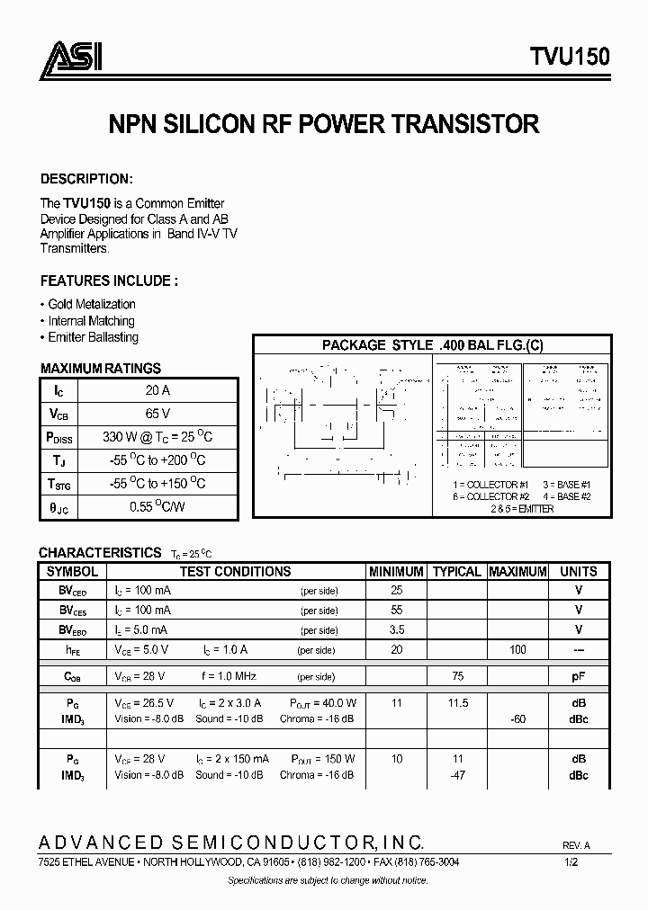 TVU100A_1006465.PDF Datasheet