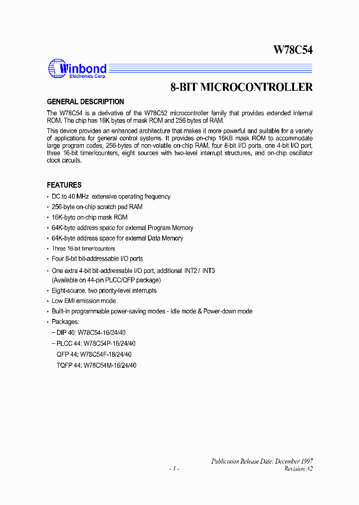 W78C54_1007434.PDF Datasheet