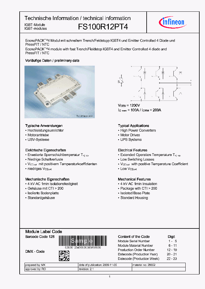 FS100R12PT4_4936630.PDF Datasheet