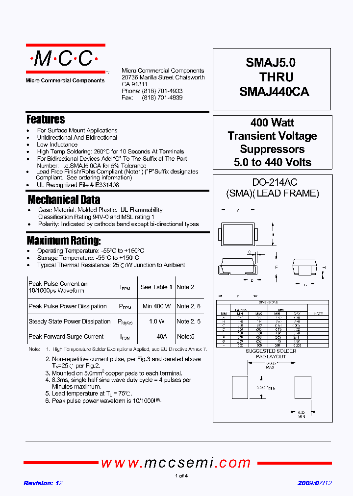 SMAJ33A-TP_4939762.PDF Datasheet