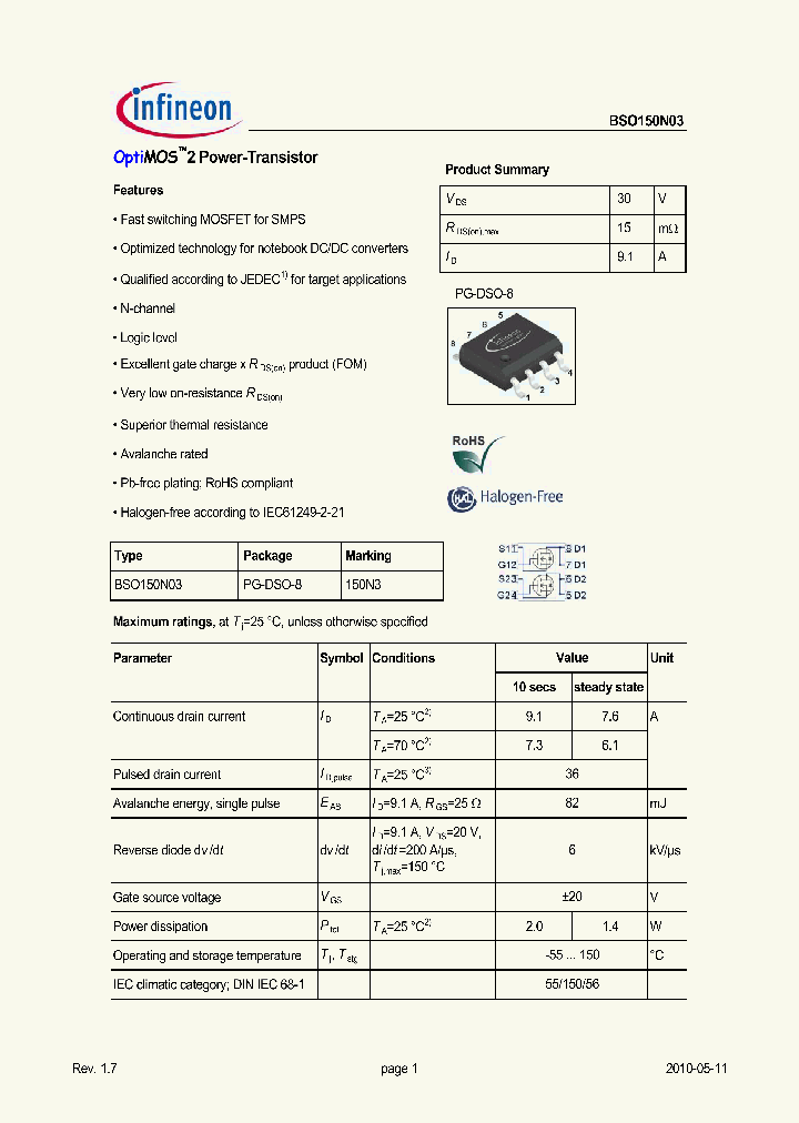 BSO150N0310_4955135.PDF Datasheet