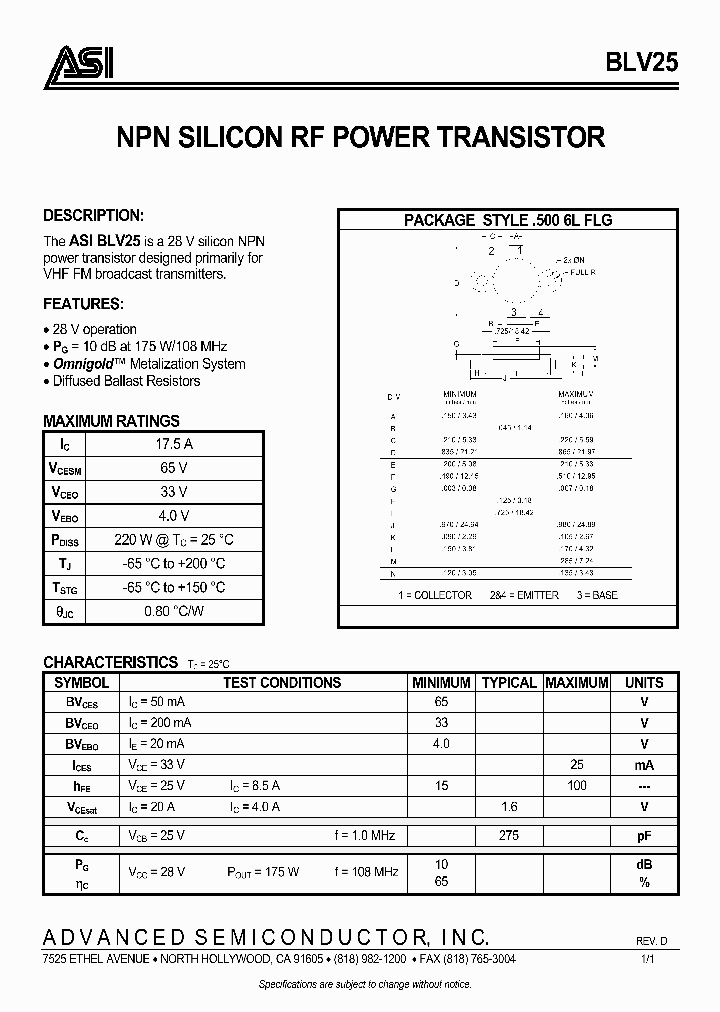 BLV25_4956627.PDF Datasheet