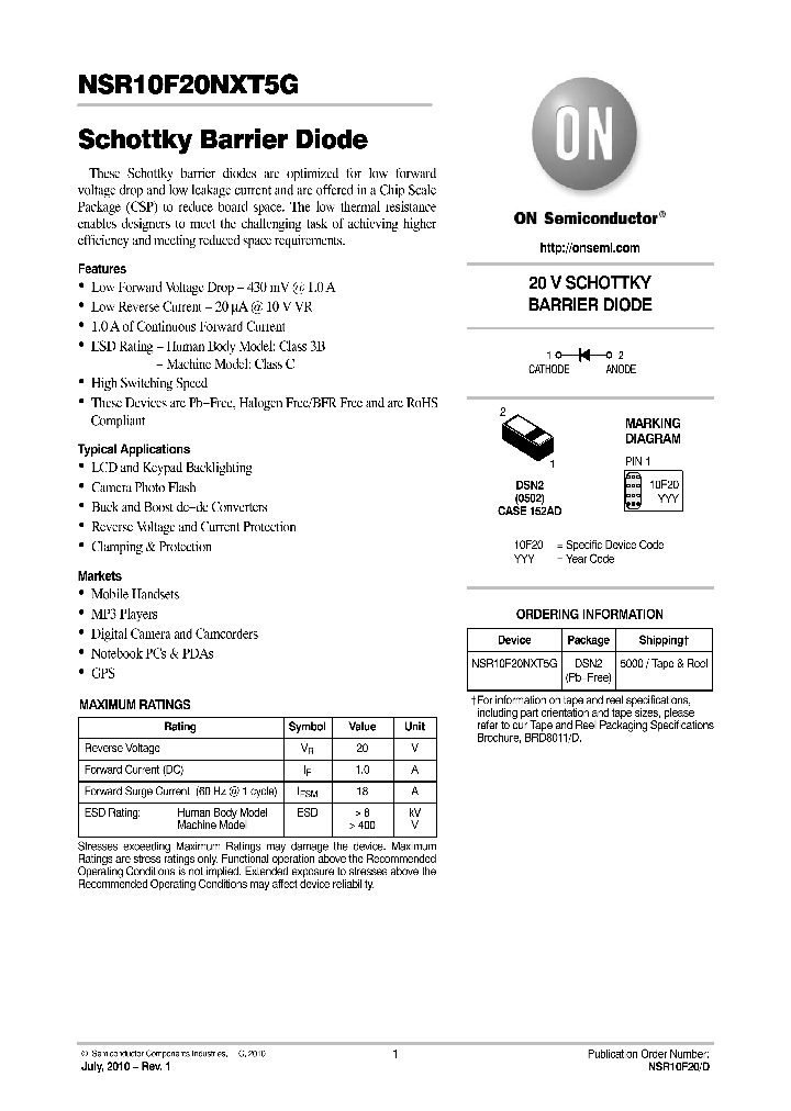 NSR10F20NXT5G_5011910.PDF Datasheet