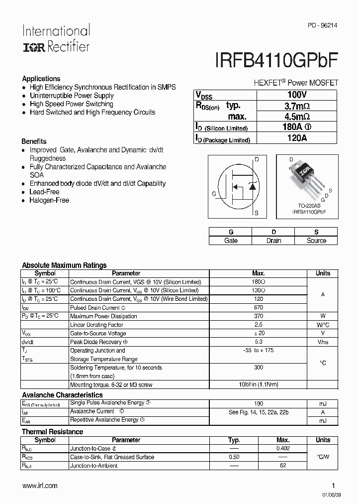 IRFB4110GPBF_5016822.PDF Datasheet