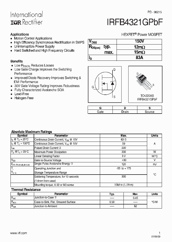IRFB4321GPBF_5016828.PDF Datasheet