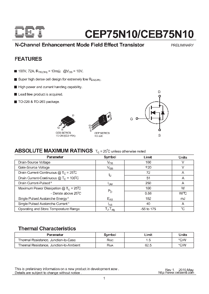 CEP75N10_5018457.PDF Datasheet