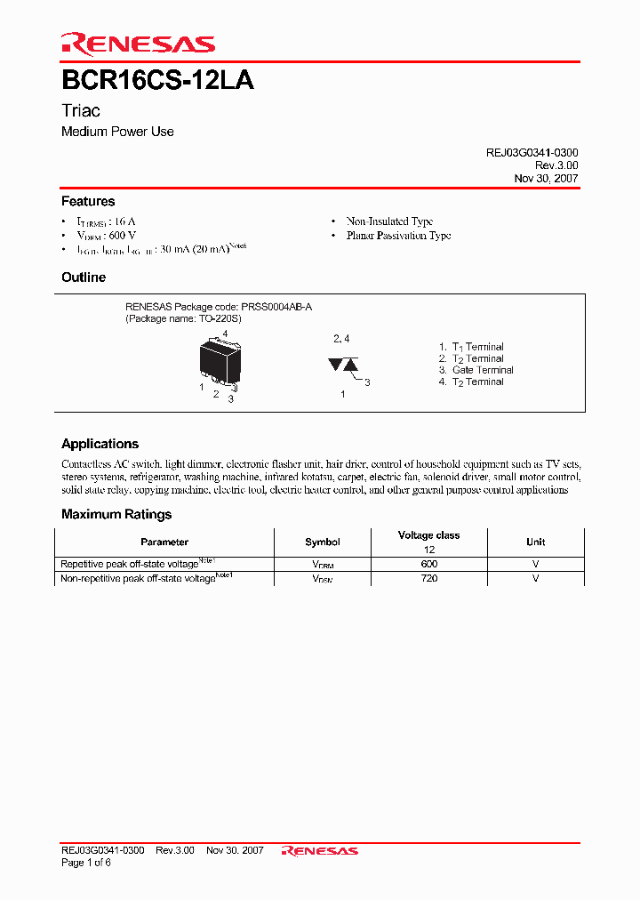 BCR16CS-12LA_5020605.PDF Datasheet