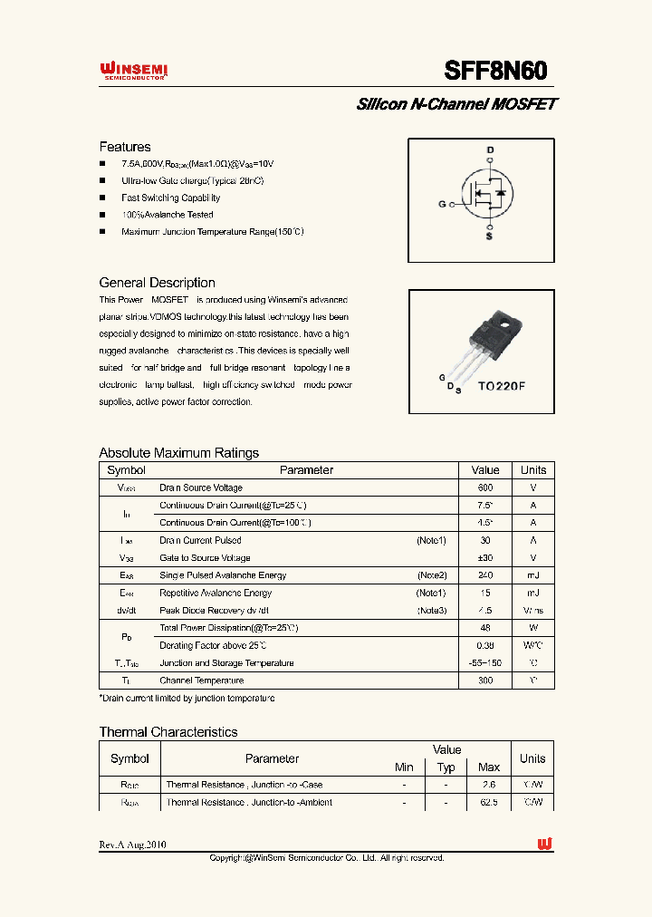 SFF8N60_5046729.PDF Datasheet