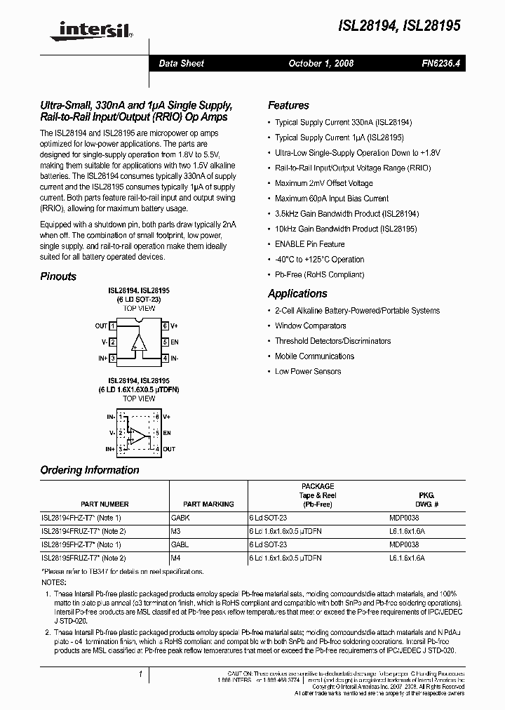 ISL28194FHZ-T7_5050085.PDF Datasheet