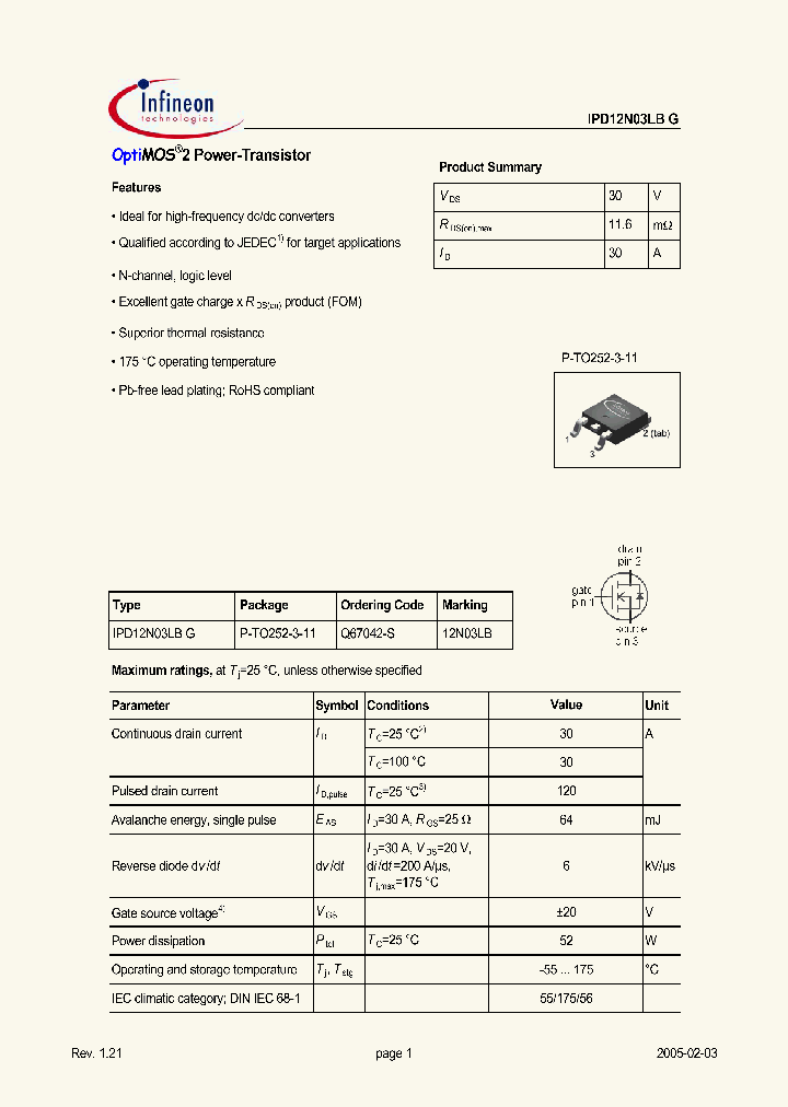 IPD12N03LB_34610.PDF Datasheet